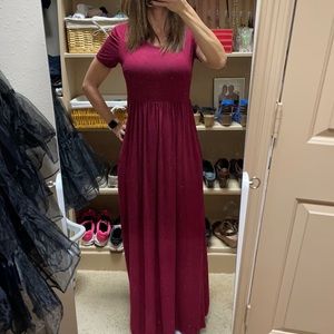 maroon maxi dress